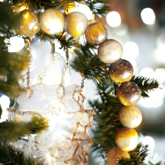 Tigers Eye Handcrafted Beaded Bracelet with Silver CZ Crown & Accent Beads - Picture 3 of 5